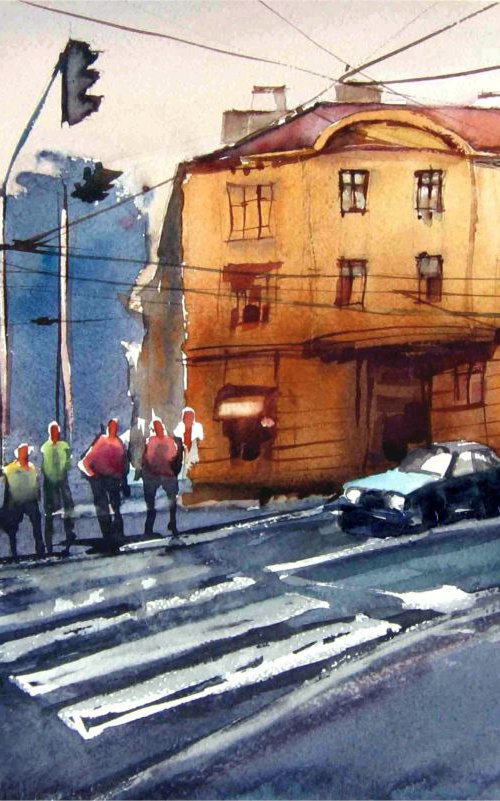 Waiting on the traffic.. by Goran Žigolić Watercolors