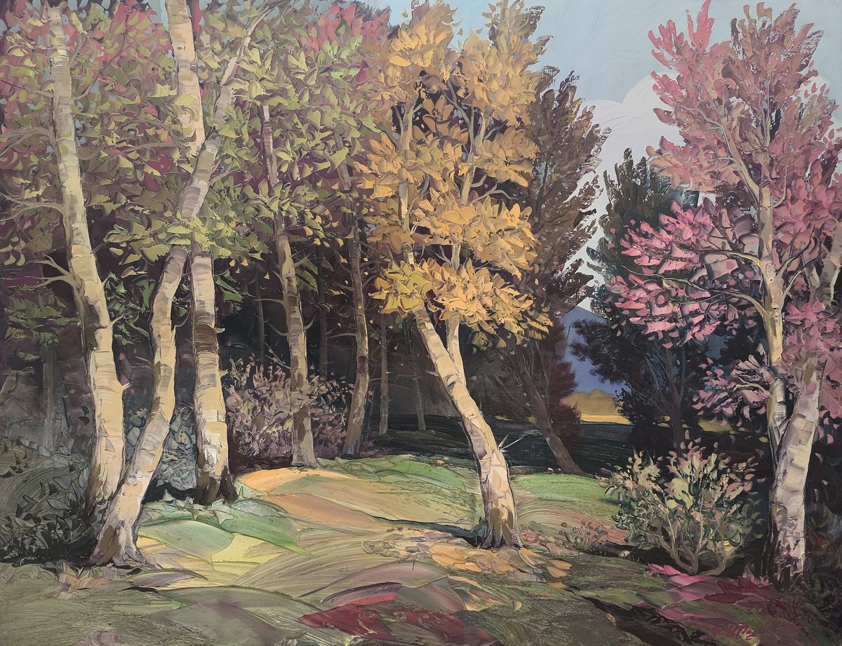 Impressionistic Landscape Oil Painting By Kamo Atoyan, 39 X 31", Woodland Dreams, Original Artwork