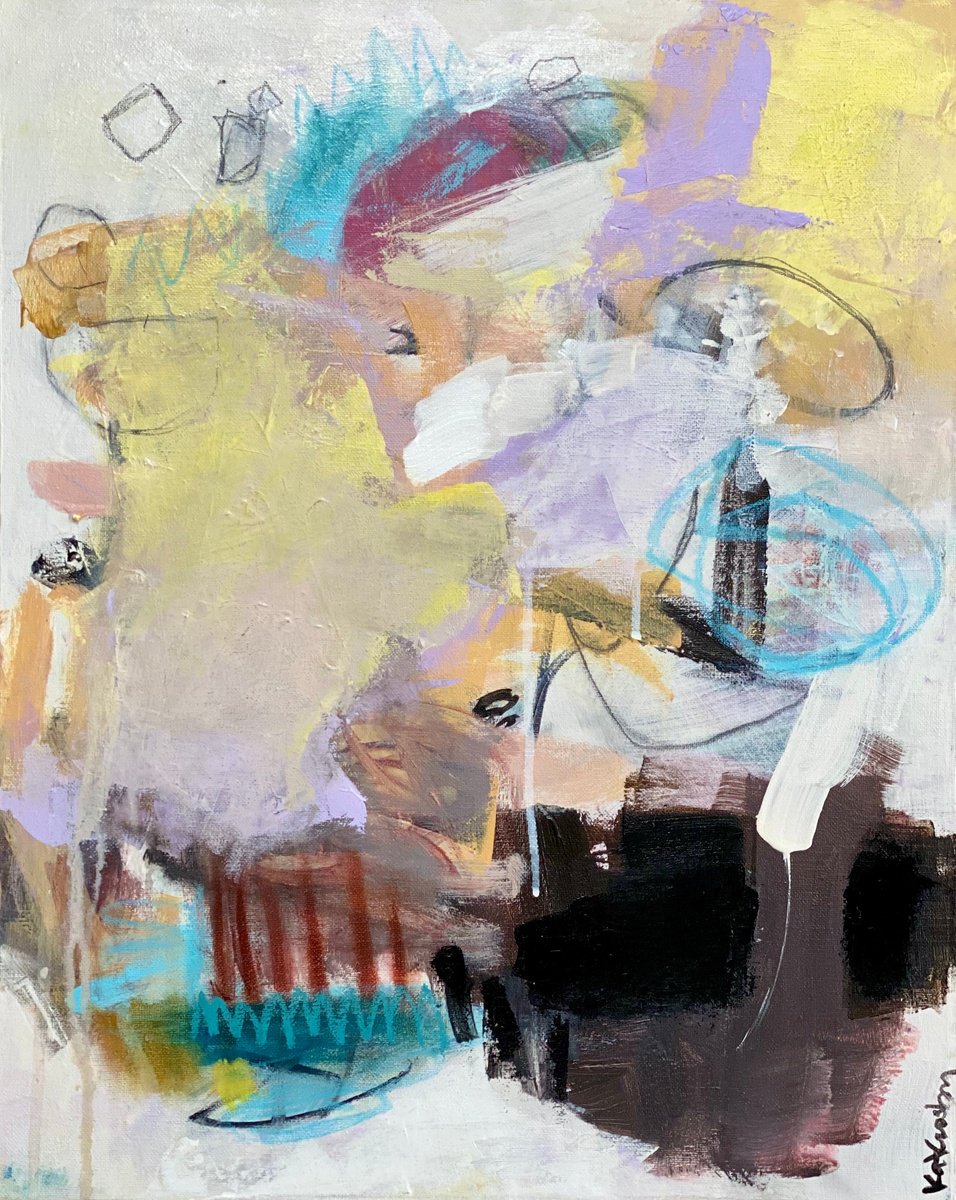 Organic Abstract Acrylic Painting By Kat Crosby, 16 X 20", Rise To The Top, Original Artwork