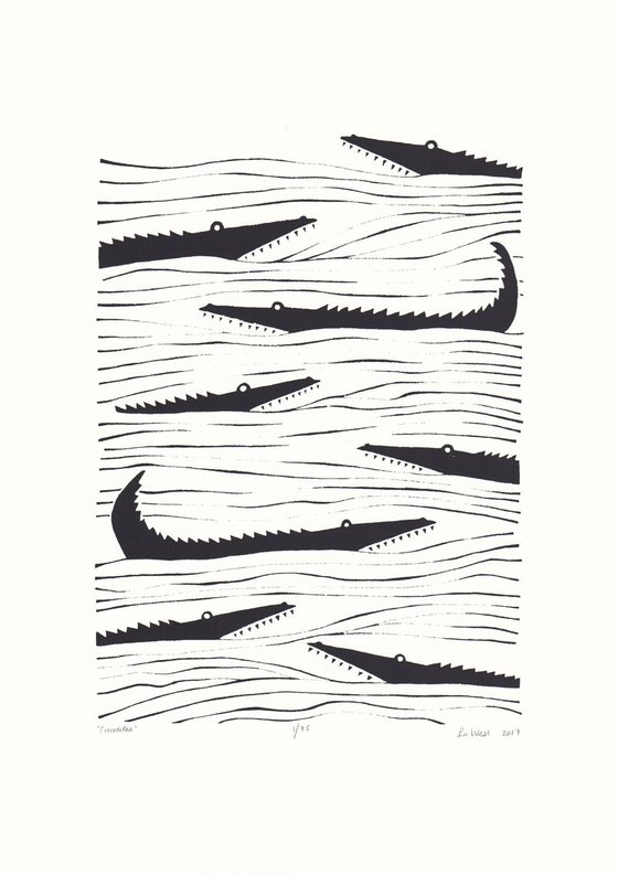 Crocodiles in Black - Unframed - FREE Worldwide Delivery