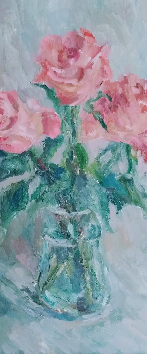 Bouquet of roses. Original oil painting by Elena Klyan