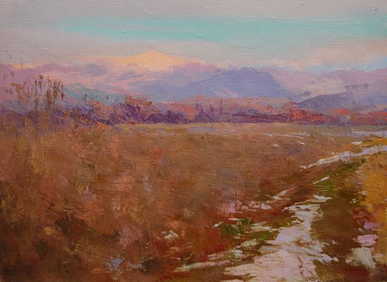 Contemporary Landscape Painting " Mountainous Blossom " ( 400l15 )