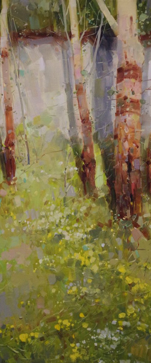 Birches Grove, Landscape Original oil painting  Handmade artwork One of a kind Signed by Vahe Yeremyan