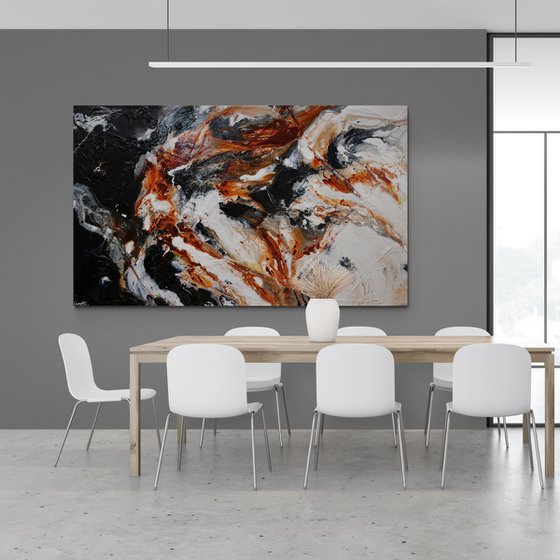 Peppered Oxide 250cm x 150cm White Black Oxide Abstract Art