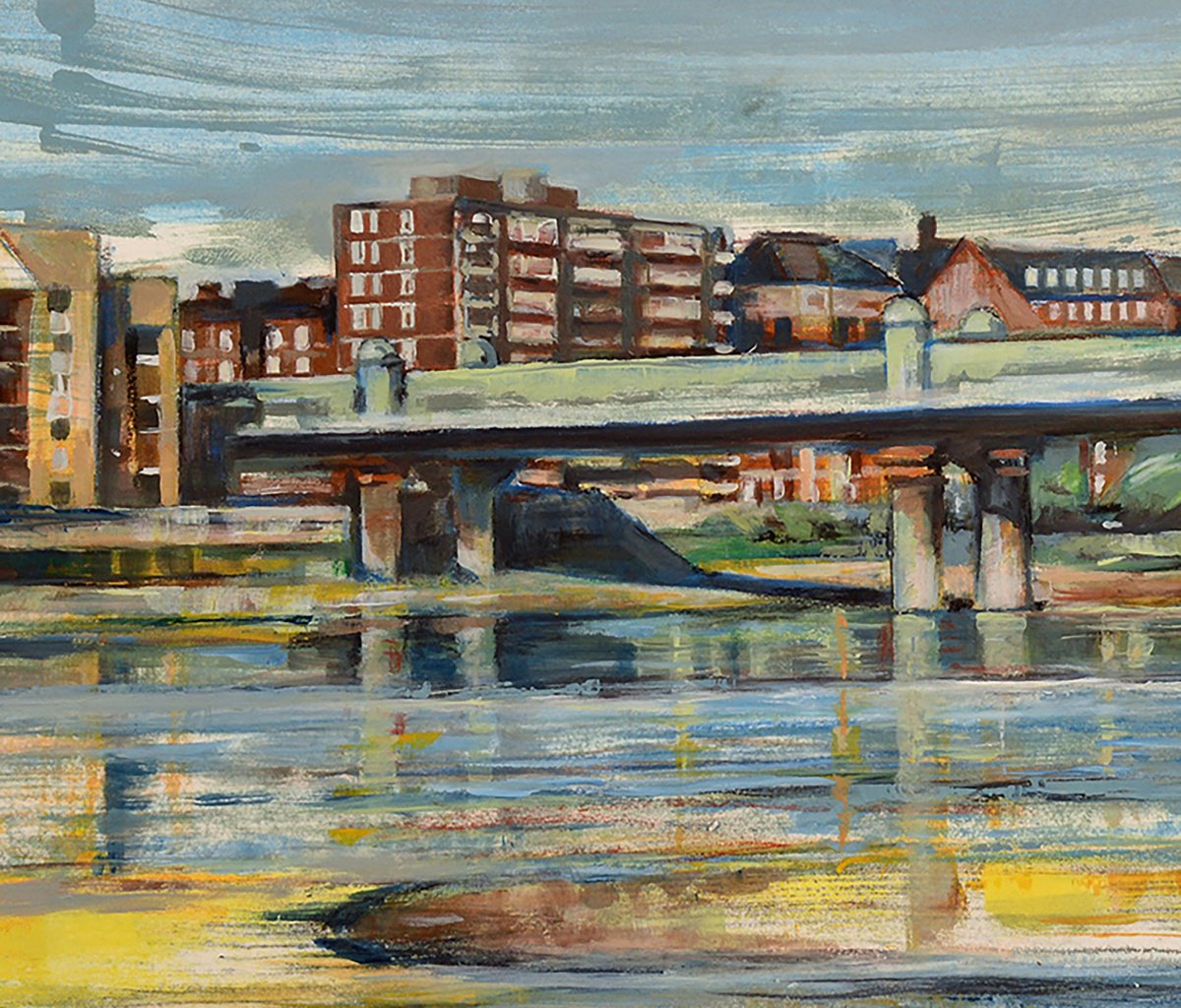Impressionistic Cityscapes Limited Edition Print By Isabel Hutchison, 30 X 23, Fulham Railway Bridge, Original Artwork