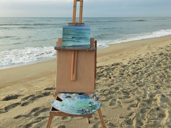 Windy Day, plein air ocean oil painting by Eva Volf