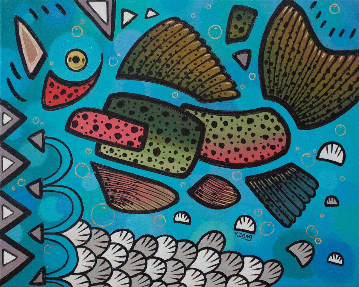 Freshwater fishes Rainbow trout by Yue Zeng