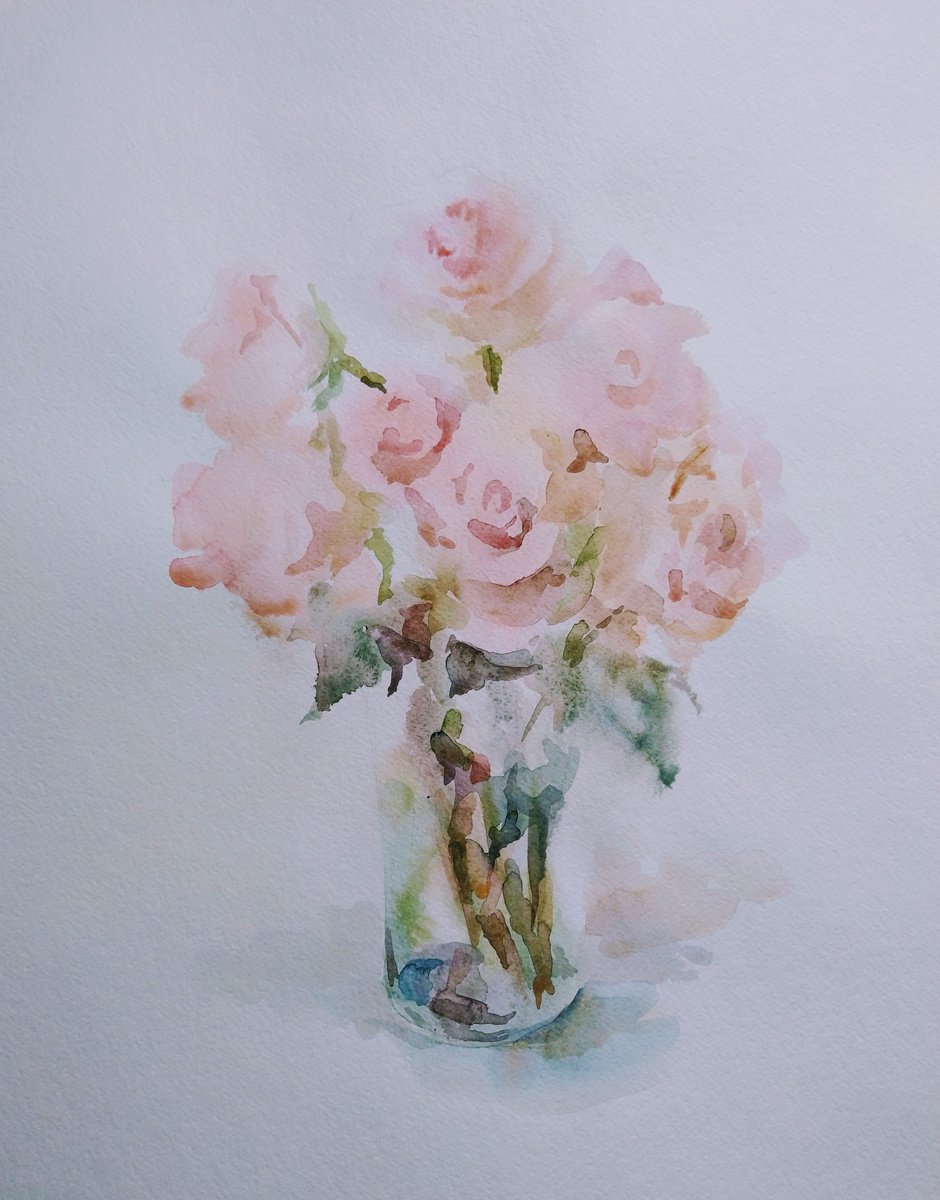 Impressionistic Watercolour , Roses. Watercolour By Elena Klyan, 13 X 19, Artwork For Sale On Artfinder