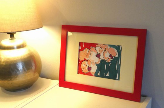 White Orchids - watercolor framed