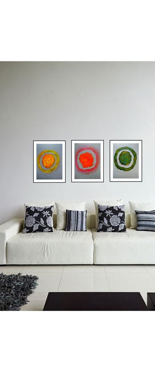 saturnal / Triptych : 35,43 x 15,75 in (90 x 40 cm) by Pierre-Yves Beltran
