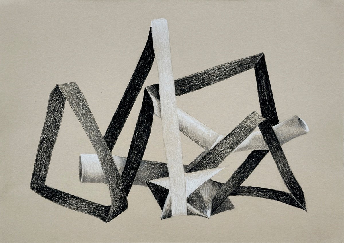 Organic Abstract Pastel Drawing By Amanda Andersen, 17 X 12, Knotted Abstraction: Crown, Original Artwork