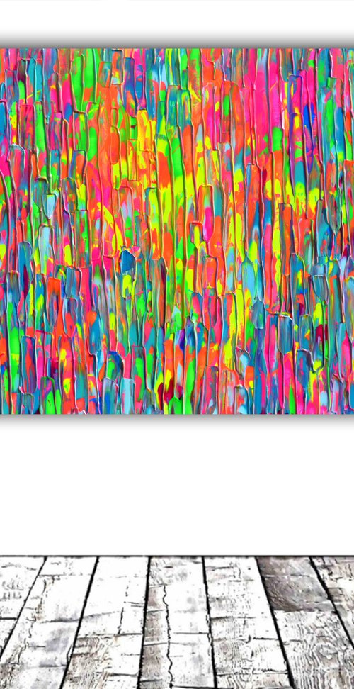 63x31.5'' Large Ready to Hang Colourful Modern Abstract Painting - XXXL Happy Gypsy Dance 12 by Soos Tiberiu