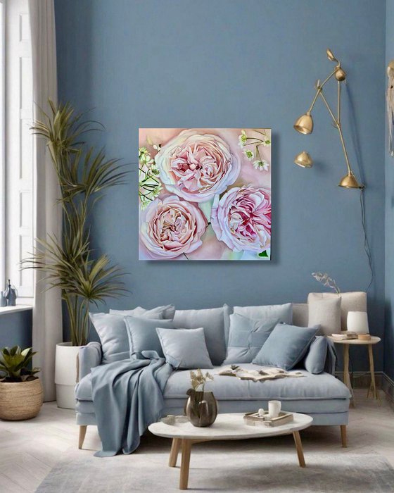 Нежно-розовые розы