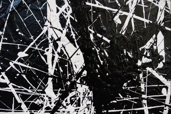 Overload 240cm x 120cm Black White Textured Abstract Art