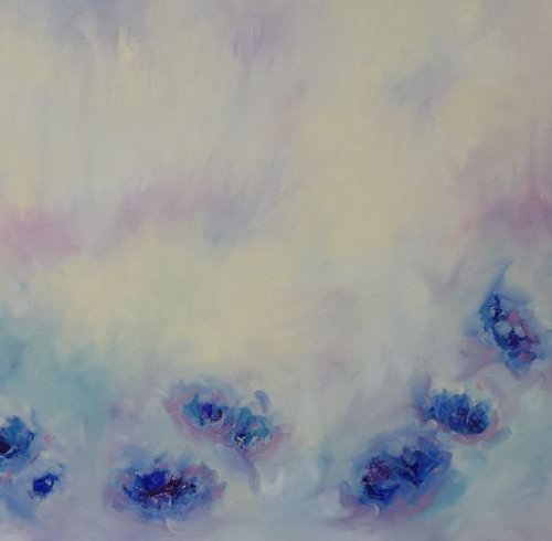 Misty Blue Poppies by Lesley Blackburn