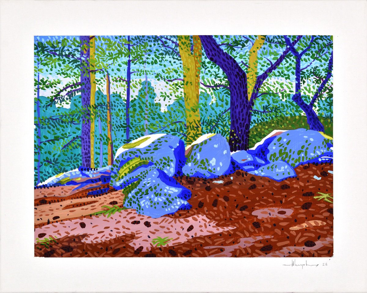 Impressionistic Landscape Acrylic Painting By Alex Nizovsky, 20 X 16, Mt. Tamalpais Fir Forest, Original Artwork