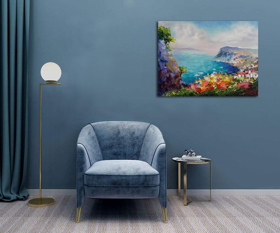 Blooming Сapri, Painting Italian landscape