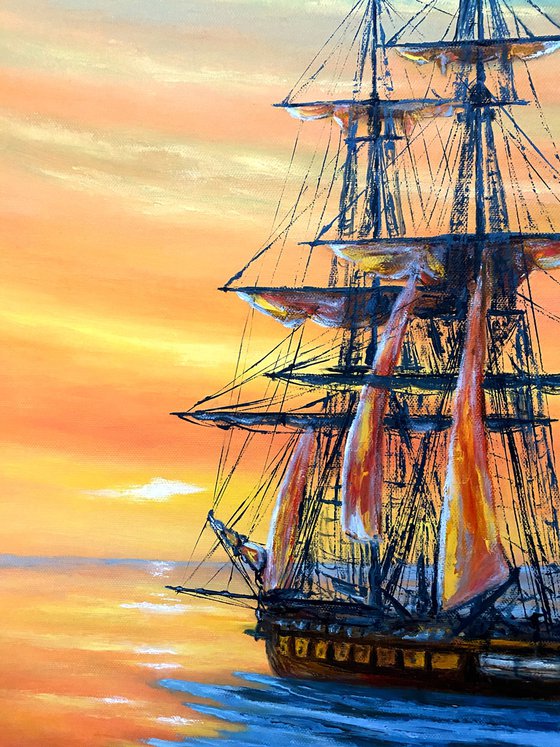 Brig Niagara at Sunset