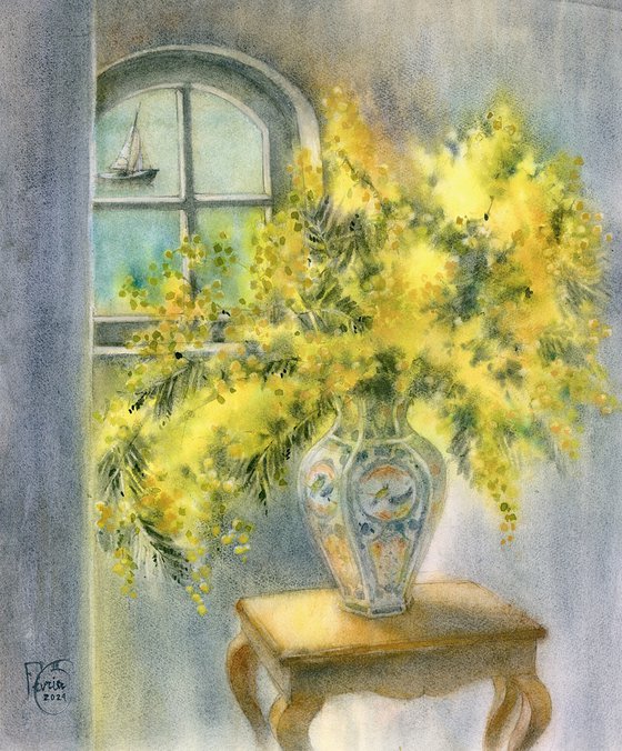Still life with mimosa