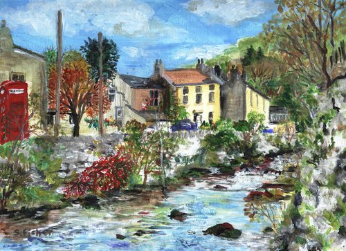 the village of Kettlewell from the streamside by Sandra Fisher