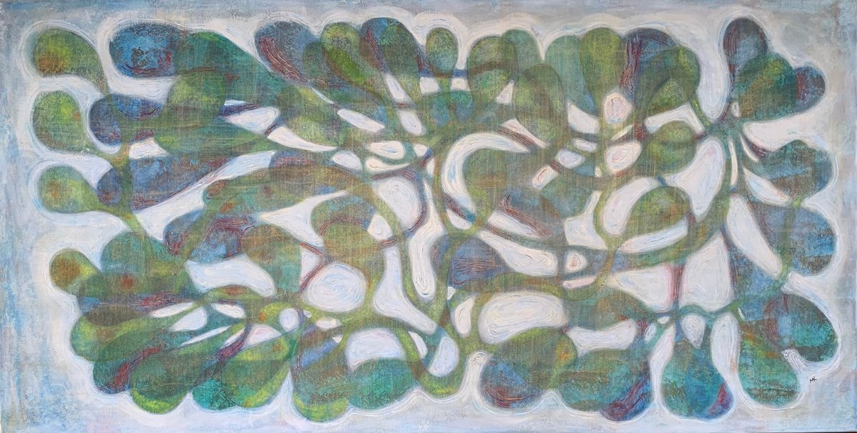 Abstract Acrylic Painting By Maarit Korhonen, 63 X 32", F Major, Original Artwork