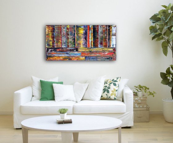 "A New Beginning" - Original Highly Textured PMS Abstract Oil Painting On Canvas - 36" x 18"