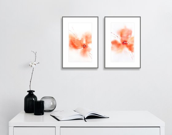 Poppy flowers diptych