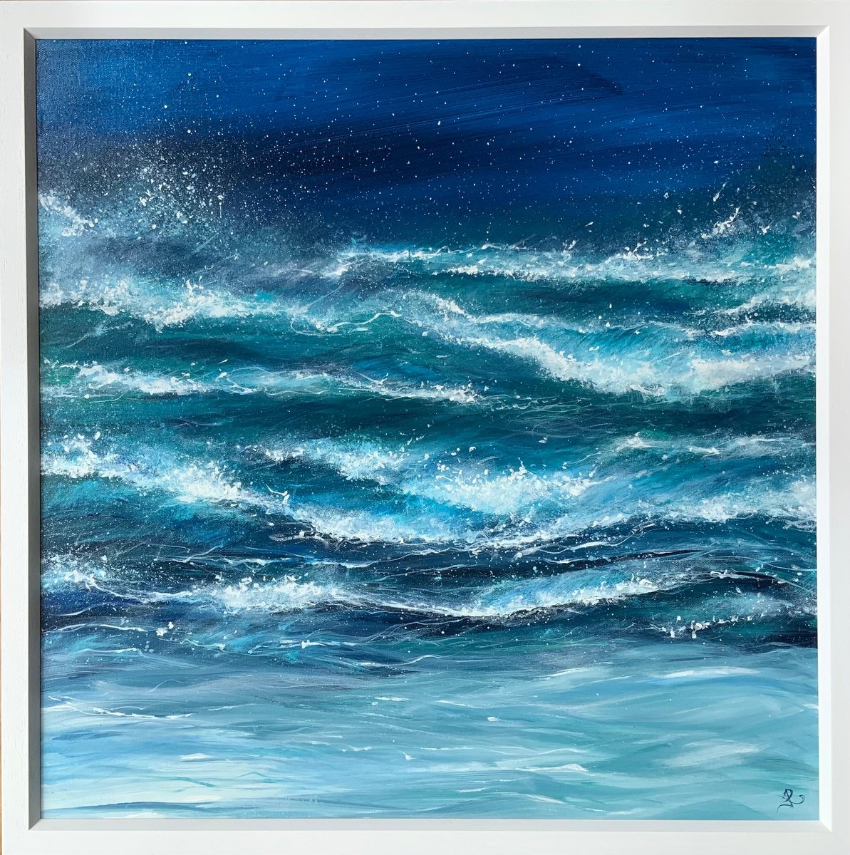 Expressive Landscape Acrylic Painting By Jan Rogers, 32 X 32, Borth Breakers Mid Wales, Original Artwork