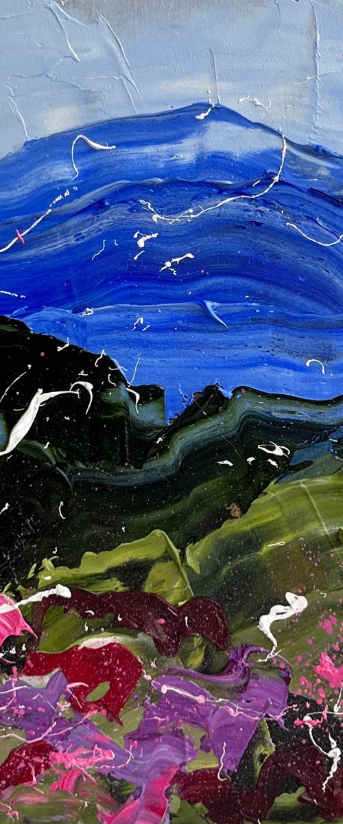 Appalachian Painting Mountains Original Art Landscape Oil Impasto Small Artwork Home Wall Art 6 by 6" by Halyna Kirichenko by Halyna Kirichenko