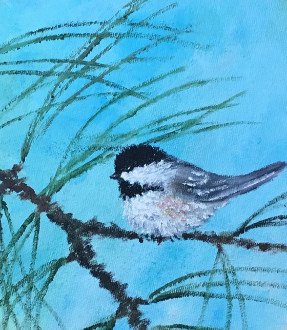 Chickadee # 39 by K. McDermott - oil 10X8 canvas (SOLD)