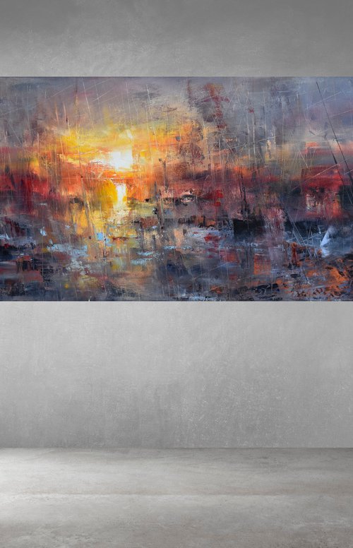"Harbor of destroyed dreams - The curse of Giving" W100 x H50cm by Ivan  Grozdanovski