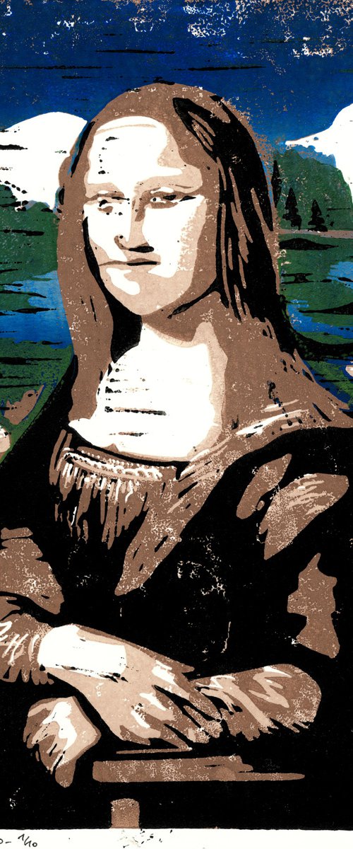Mona Lisa - Linoprint inspired by da Vinci by Reimaennchen - Christian Reimann