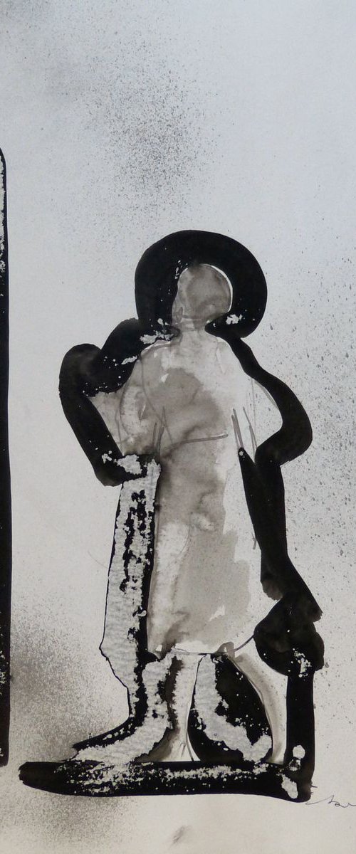 Figure 19P1 , Acrylic on paper 29x42 cm by Frederic Belaubre