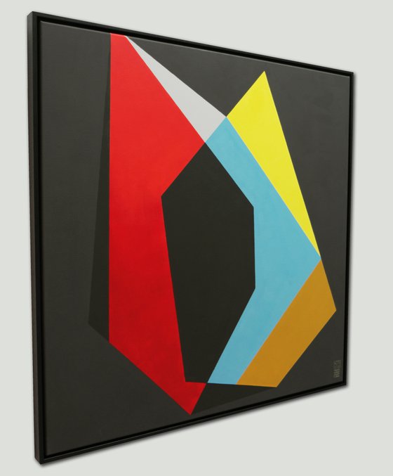 Abstract Painting - Black Diamond - 95x95CM - Incl. Frame - Ronald Hunter - 46J