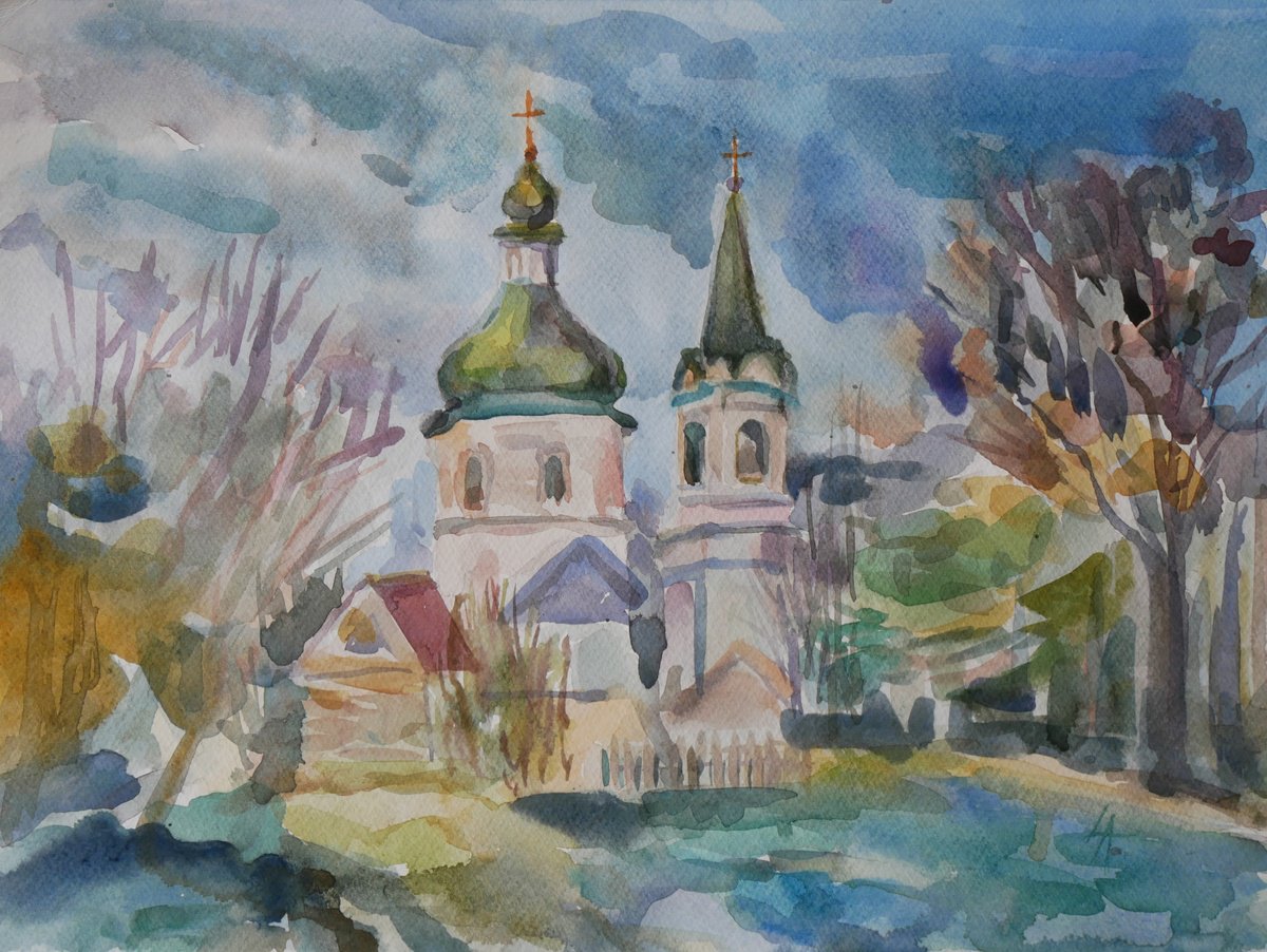 Ancient church in Sednev by Elena Lykhodid