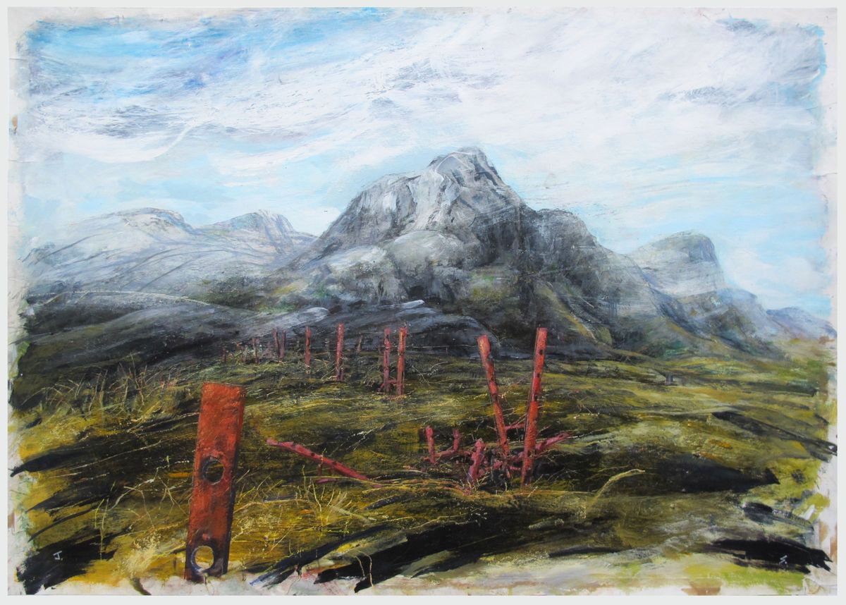 Expressive Landscape Painting By John Sharp, 37 X 26, Fencing, Argyll, Original Artwork