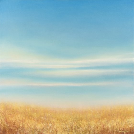 Glowing Wheat - Blue Sky Landscape
