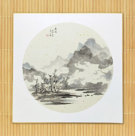 XUAN ART - Chinese landscape painting 43*43cm - 02