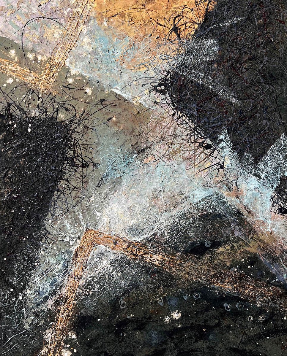 Abstract Acrylic Painting By Nadiia Antoniuk, 39 X 47", Layers Of Time, Original Artwork