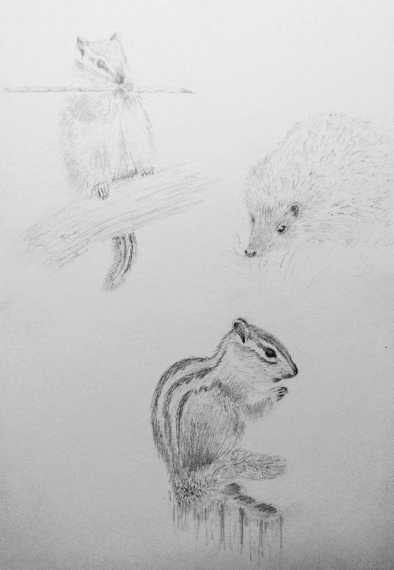 Animals. Original pencil drawing.