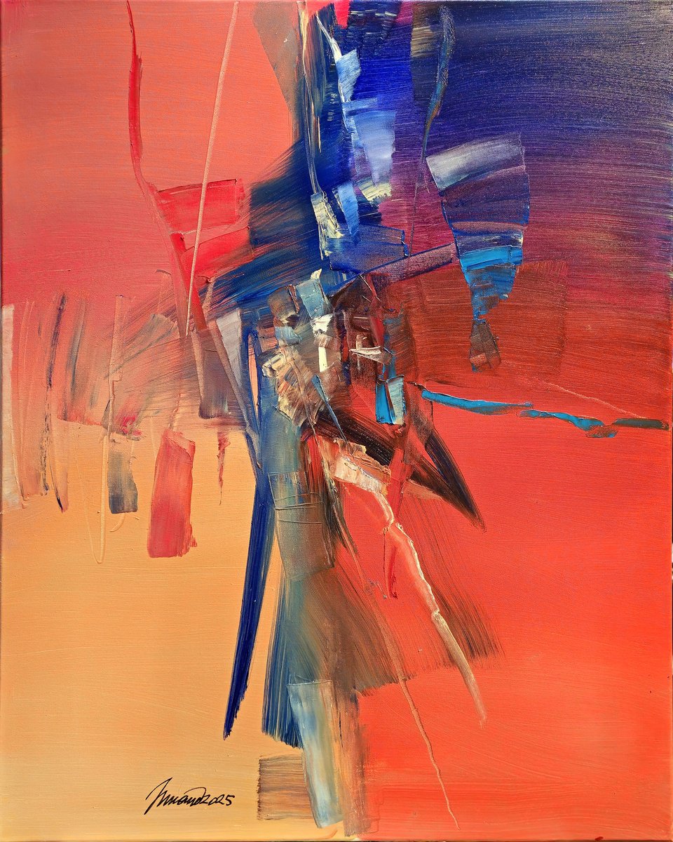 Abstract Oil Painting By Taidakov Nikolai, 31 X 39", One Afternoon, Original Artwork