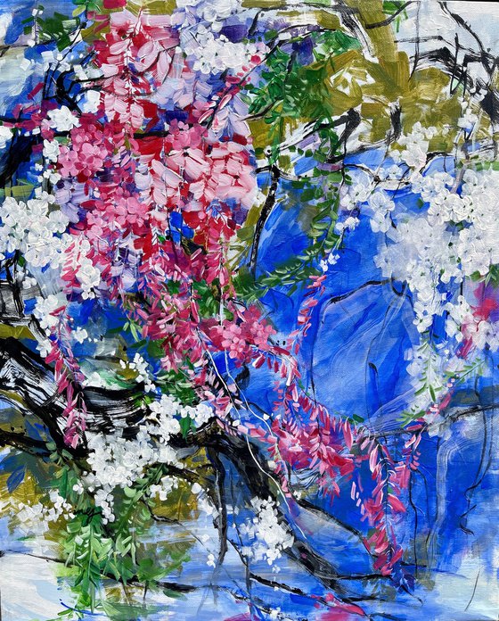 Wisteria with blue