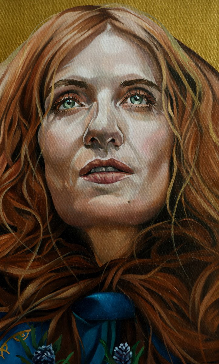 Photorealistic Portrait Oil Painting By Jo Beer, 13 X 41, A Slice Of Florence, Original Artwork