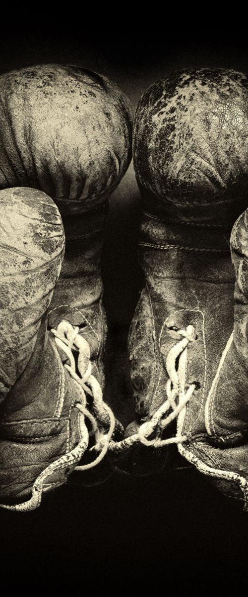 Leather Boxing Gloves - Sepia by Stephen Hodgetts Photography