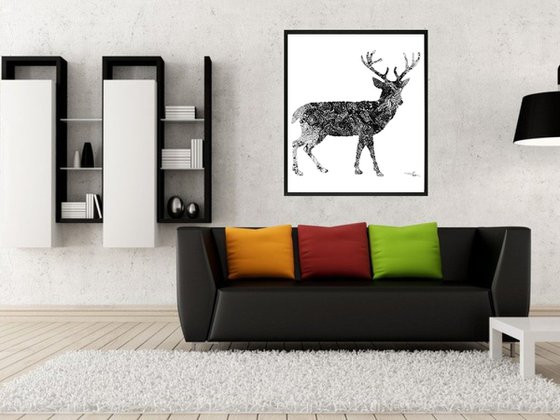 Reindeer: Framed Artwork, 16 x20 inches(40x50cm)