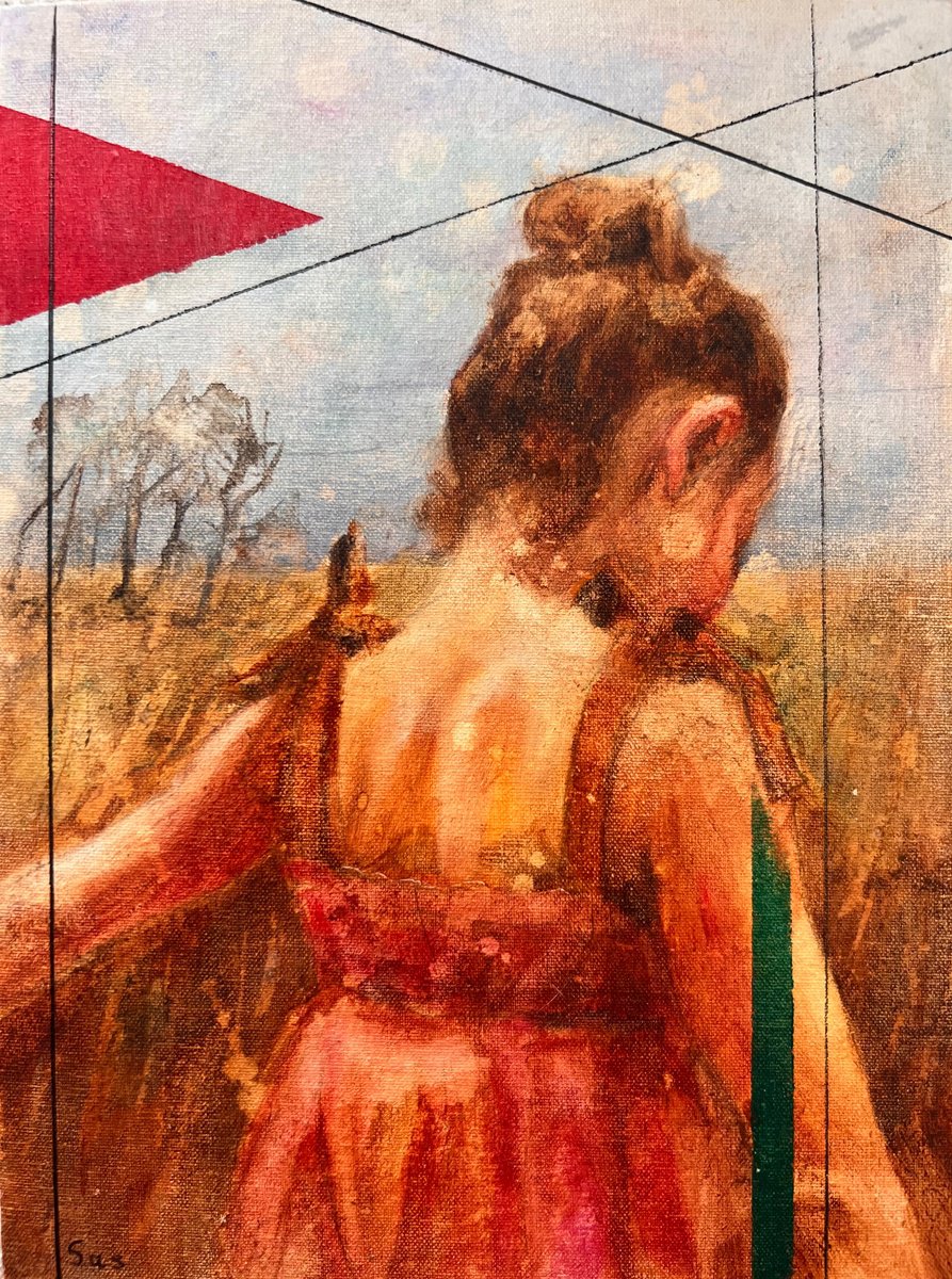 Surrealistic Portrait Oil Painting By Liubou Sas, 6 X 8", Through The Eyes Of A Child, Original Artwork