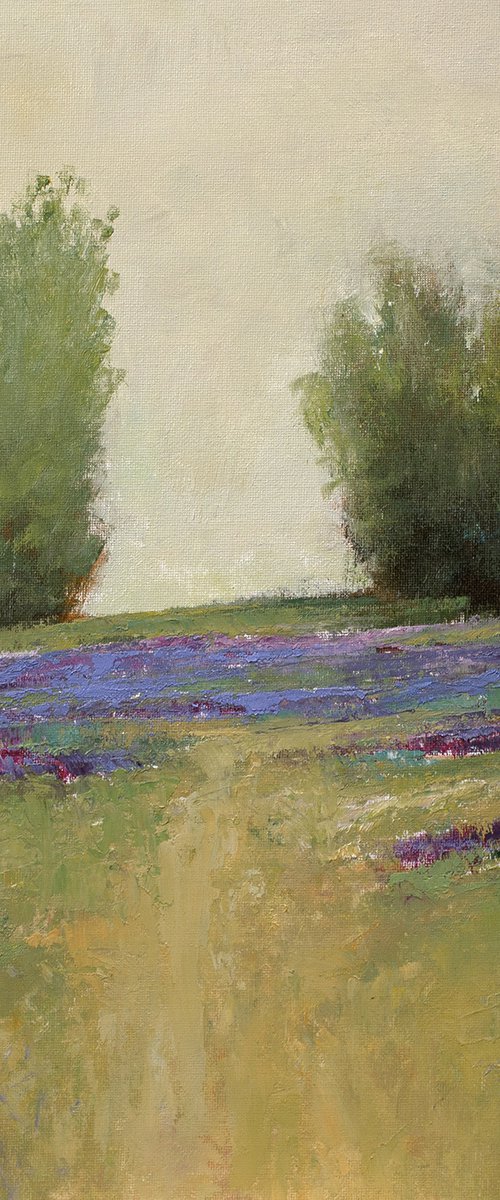 Lavender Flower Field 220411, flower field impressionist landscape oil painting by Don Bishop
