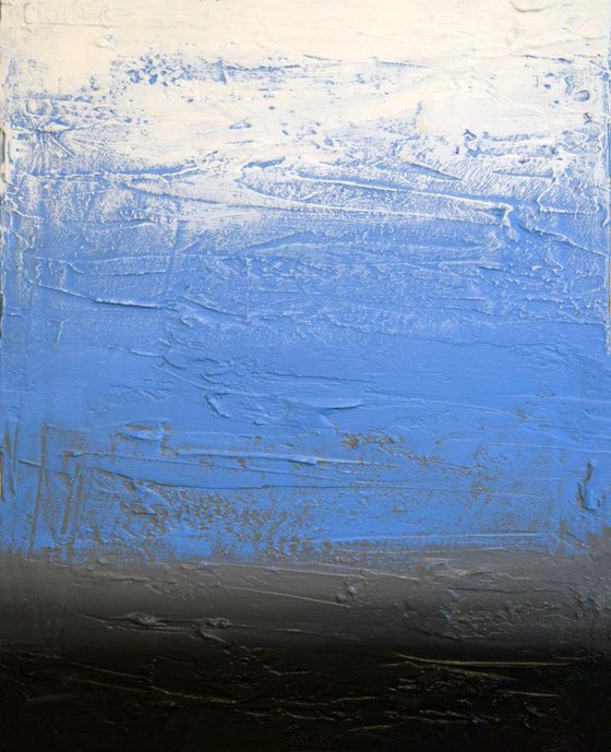 impasto textured "Ice Blue" 3 panel canvas