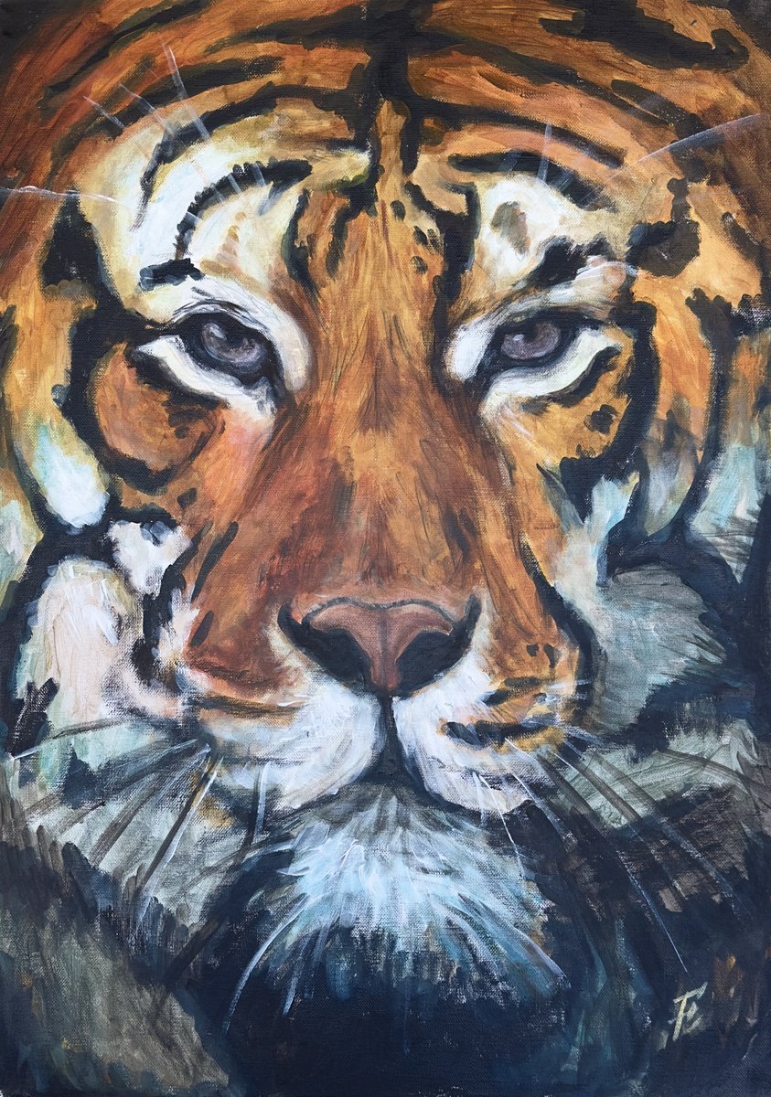 Photorealistic Animal Acrylic Painting By Nikola Gulev, 20 X 28", "Irreconcilable", Original Artwork