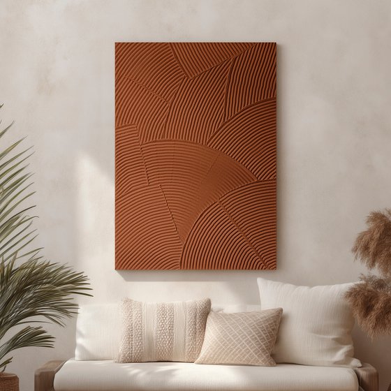 "Red Field 3" Red abstract high textured art